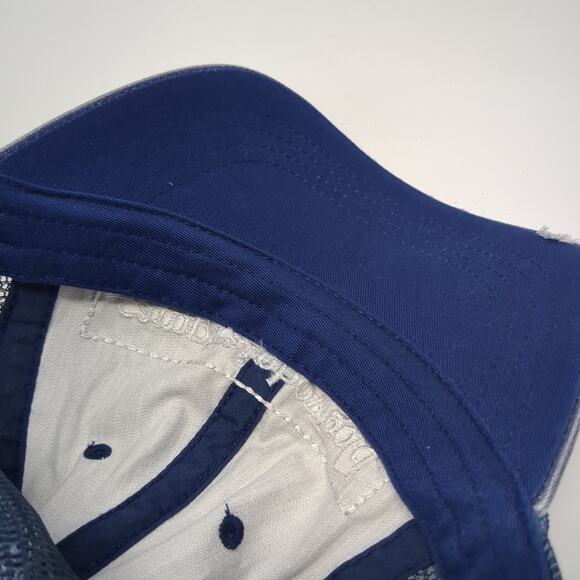 Camp Rainbow Gold Trucker Hat Blue One Size Adjustable Distressed Mesh Back - Picture 8 of 9